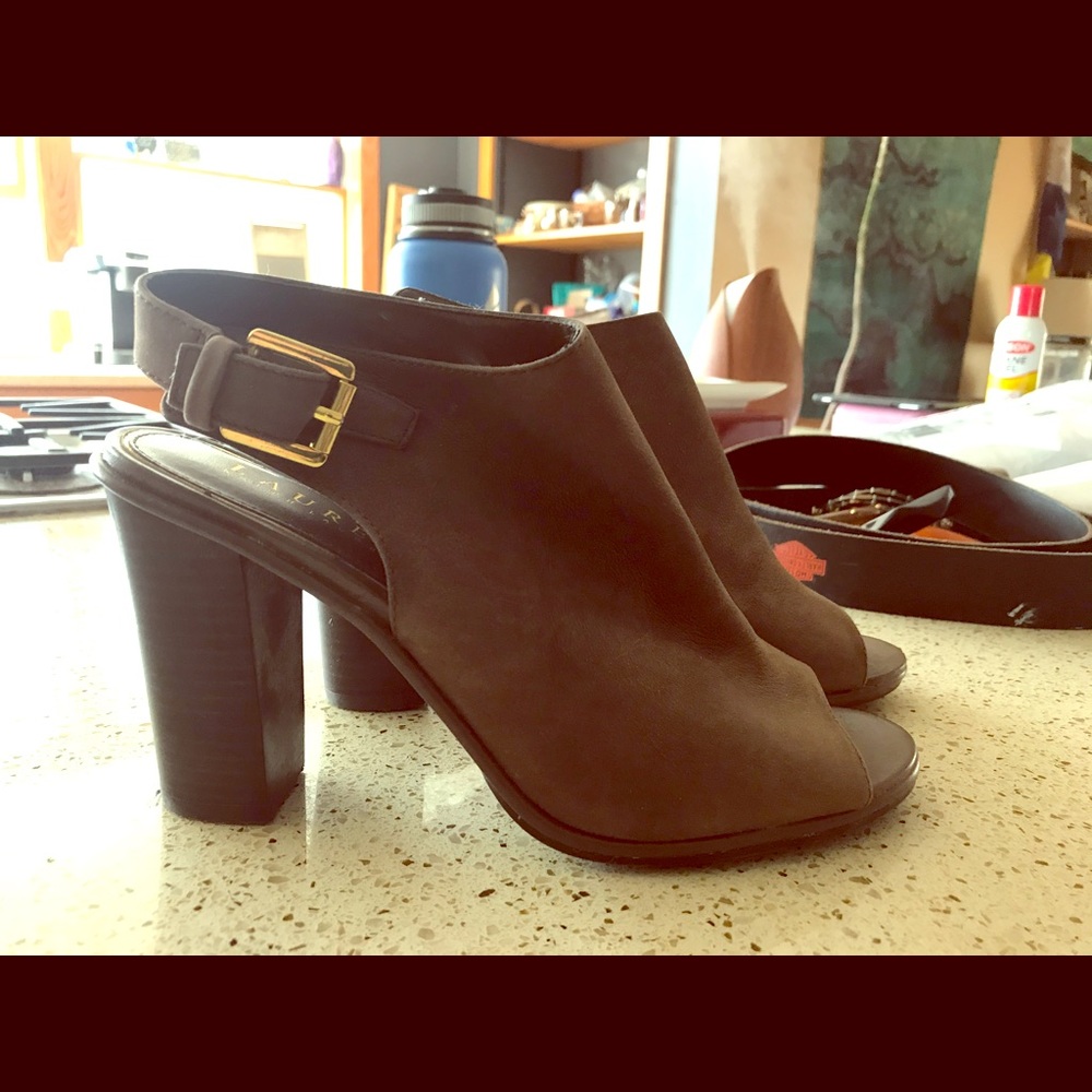 Ralph Lauren genuine leather stacked mule - Picture 1 of 4
